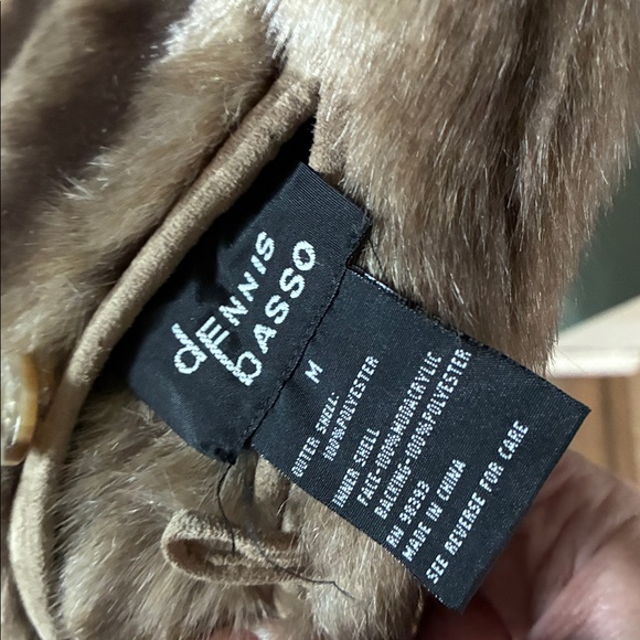 Dennis Basso sz m Faux Fur Suede Like Hooded Reversible Coat like new! - Picture 6 of 13